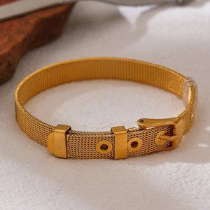 New 18k Gold Plated Mesh Buckle Belt Bracelet - image 1